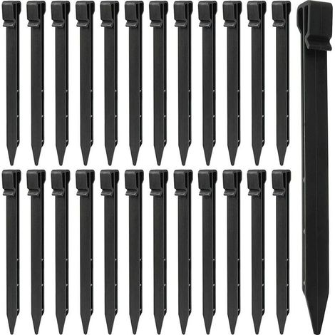 25 Pièces Piquets de Sol en Plastique, 25CM Piquets de Bordure de Paysage Robustes Piquets de Tente Pointes d'ancrage pour Tentes Planche Terrasse Bordure Pelouse Jardin Extérieur (Noir) (1/5)