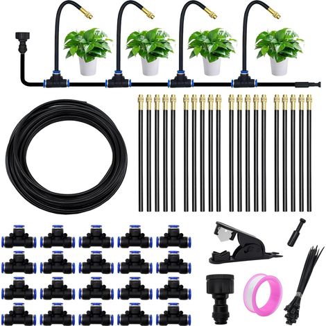 20M Système Irrigation Jardin, Kit de Système d’Irrigation avec 20 Buses Réglables, Système d’Arrosage Automatique à 360°, Arrosage Goutte à Goutte pour Jardin, Cour, Pelouse, Serre