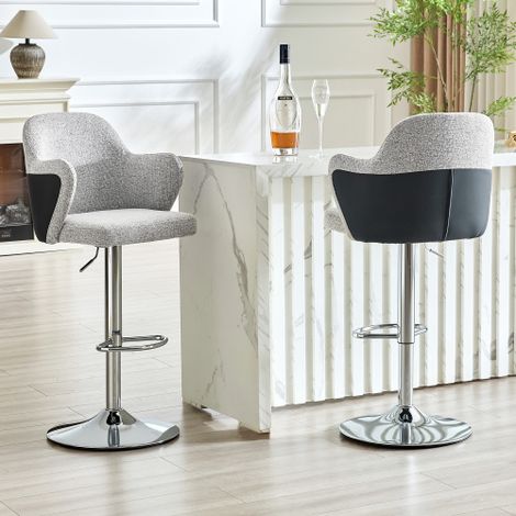 Verstellbares Barhocker-Set (2er-Set), moderne gepolsterte Barhocker mit Armlehnen, um 360° drehbar, höhenverstellbar, geeignet für die Bar zu Hause und für Restaurants