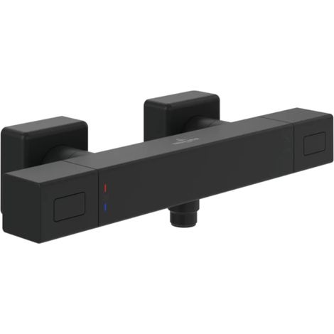Mezclador termostático de ducha VILLEROY ET BOCH Universal Grifería rectangular Negro Mate