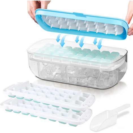 Moule à glaçons avec couvercle, moules en silicone alimentaire, démoulage en une seconde, moule à glaçons réutilisable à 48 compartiments (1/5)