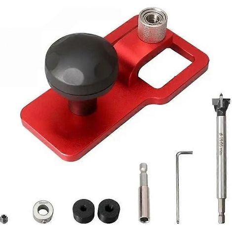 Guide de perçage vertical de bureau de 19 mm avec poignée sphérique et poignée, pour outils de travail du bois. Outil de perçage pour charnières et ouverture de trous. Positionneur. (1/5)