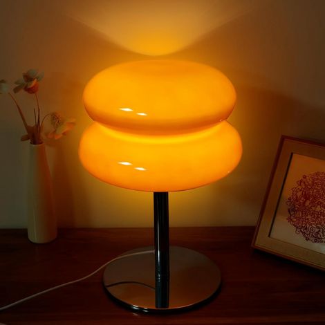 Lampe de chevet en verre, lampe USB tricolore + télécommande, veilleuse postmoderne Bauhaus (orange) [classe d'efficacité énergétique A] (1/5)