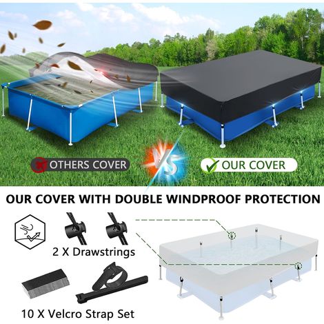Bâche solaire rectangulaire pour piscine - 26017030cm- Bâche pliable pour piscine hors sol,pour économiser de l'espace. (1/4)