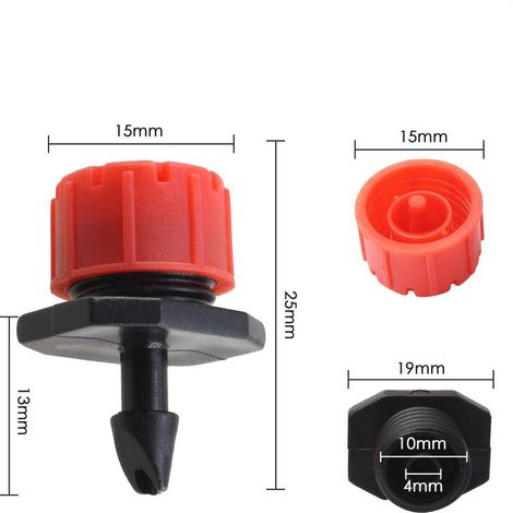 Goutteur Micro-Irrigation 8 Trous Rouge, Débit Réglable, pour Arrosage de Jardin et Potager, Fixation Simple, Lot de Pièces pour Système d'Irrigation Localisé