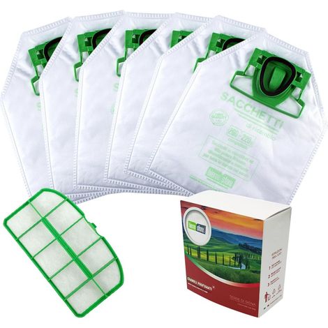 Sacchetti folletto vk 200 - 220s 6 pz + granuli terra di siena+ filtri compatibili (1/2)