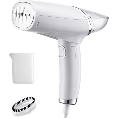 Handheld Clothing Steamer, 1000W Portable Foldable Stainless Steel Panel Steam Iron,Wrinkle Remover Suitable for Home, Travel & Office (White) (1/5)