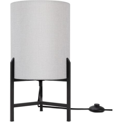 Paco Home Stehleuchte Tischleuchte Wohnzimmer Schlafzimmer Stofflampe Modern Deko Stylisch Stehleuchte, Schwarz-Grau