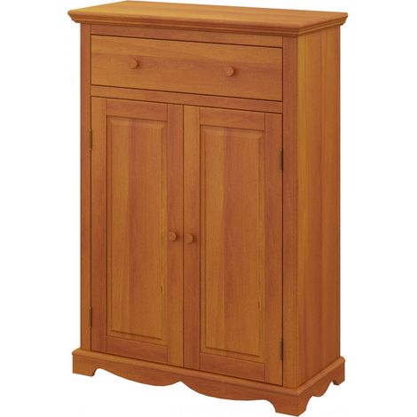 Beaux Meubles Pas Chers – Buffet Le Parisien charme pin miel 2 portes 1 tiroir – Largeur 94 cm – Hauteur 134 cm – Tiroir sur glissières métalliques (1/3)