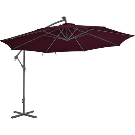 Parasol déporté avec lumières LED Rouge bordeaux 350 cm (1/5)