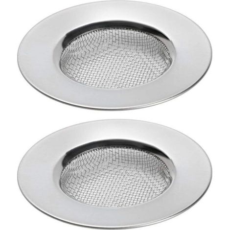 Set mit 2 Spülbeckensieben für Dusche, Badewanne oder Küchenspüle. Schwarze Edelstahl-Abflusssiebe. Durchmesser: 7,6 cm (3 Zoll). (1/5)