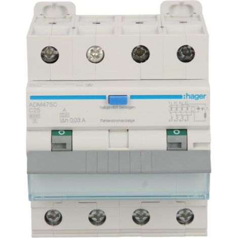RCBO 4P C25A 0,03A Tipo A 6kA RCBO ADM475C