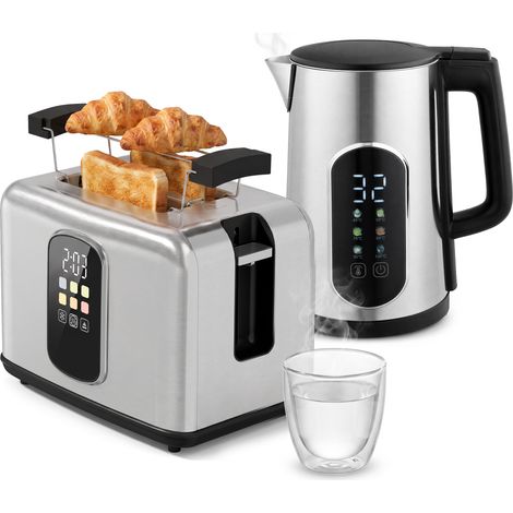 HOMCOM 1.5L 3000W Kettle and Toaster Set with Strix Thermostat, Silver (1/5)