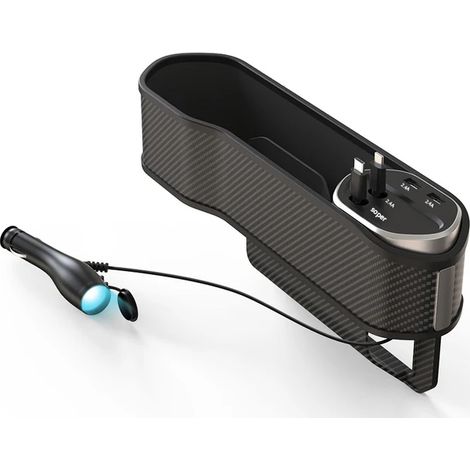 (Sans charge sans fil) Boîte de rangement pour l'espace entre les sièges de voiture avec charge ultra-rapide, organisateur de rangement pour les interstices des sièges, chargeur sans fil, accessoires