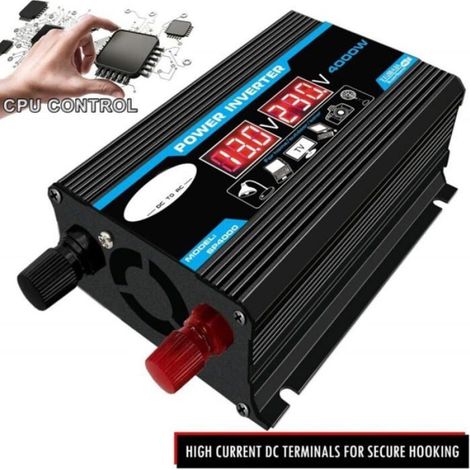 1 Onduleur 4000W, Convertisseur 12V vers 220V/110V, Onde sinusoïdale modifiée, Double port USB, Pour voiture et camping (1/4)