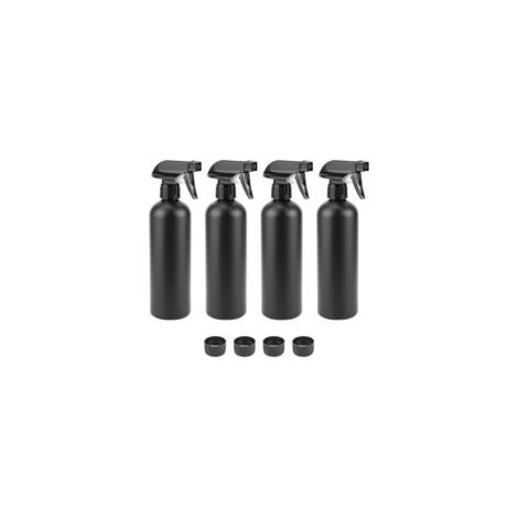 Juego de 4 botellas pulverizadoras vacías de 500 ml, pulverizadores de agua, nebulizadores para plantas, flores de jardín (negro)
