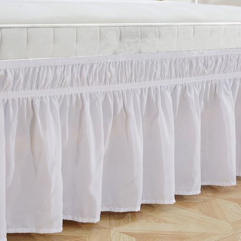 Jupe de lit élastique en polyester, volants ajustables, couvre-matelas et tour de lit facile à installer (Queen) (1/5)