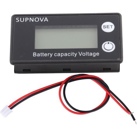 Indicateur de capacité de batterie LCD 12V universel - Voltmètre numérique pour batteries lithium (Affichage bleu, alarme 10-100V) (1/5)