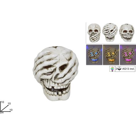 TESCHIO HALLOWEEN CON LUCE A BATTERIA 10CM 3 ASSORTIMENTI DI DUEESSE