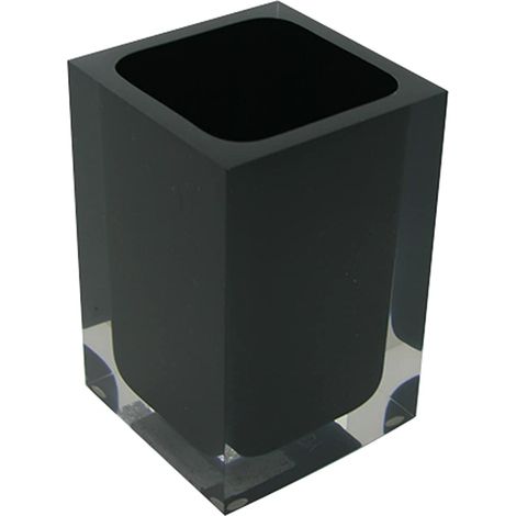 Salle de Bain Noire, Dimensions et Poids : 11 x 7,2 x 7,2 cm et 0,29 kg, Porte-Brosse à Dents en résine Transparente, Design, Fait à la Main, 2 Ans (1/5)