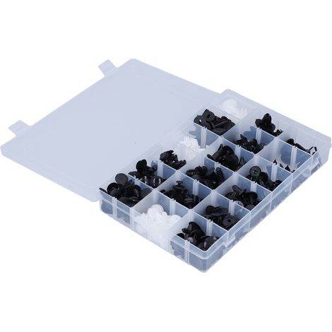 415 pièces clips de fixation auto, 18 types d'attaches plastique, rivets poussoir carrosserie, kit de pinces en coffret rangement (1/5)