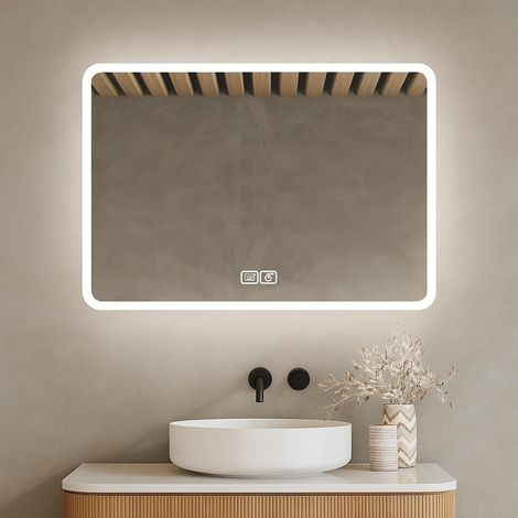 Miroir de Salle de Bain avec Éclairage LED 75x52cm - 3 Modes de Lumière - Antibuée - Miroir Mural Moderne