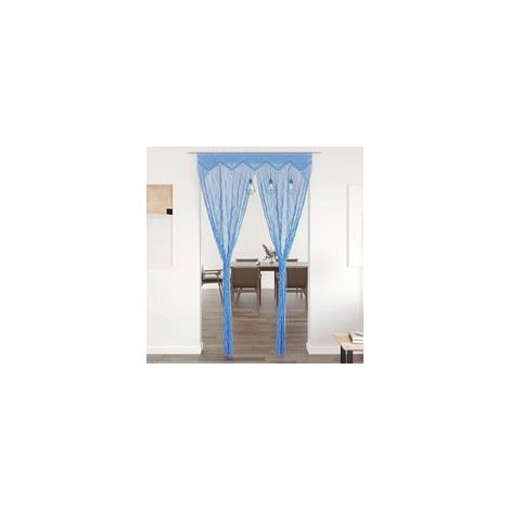 Rideau en macramé bleu 140x240 cm en coton - Crezuo (1/4)