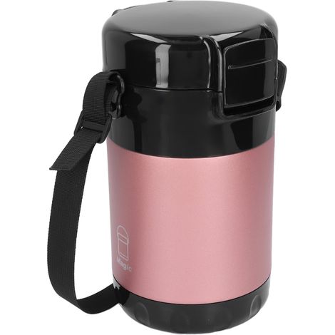 Isolierte Lunchbox, 2,3 l Fassungsvermögen, 3-lagig, Edelstahl 304, Vakuumisolierung, ideal für Picknick und Reisen, Rosa (1/5)