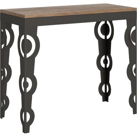 Consolle allungabile 90x40/196 cm Karamay Small Evolution Quercia Natura telaio Antracite (1/4)