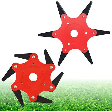 AGSYFFD Lot de 2 lames de tondeuse à gazon universelles en carbure de tungstène 22,9 cm 6 dents pour tondeuse à gazon, débroussailleuse et débroussail (1/5)