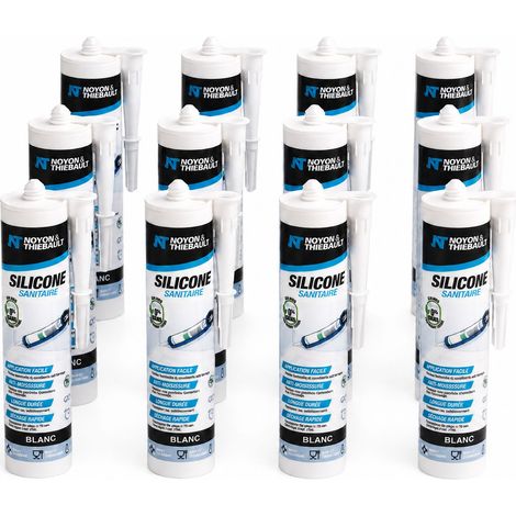 Silicone Sanitaire Anti-Moisissure Mastic neutre No Meko Blanc - Sans odeur - Séchage rapide - Lissage facile NOYON & THIEBAULT Carton de 12 cartouches 300 ml (1/5)
