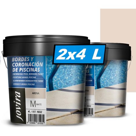 Peinture Bords Piscine. Spécial antidérapant pour rénover les bords des piscines. 2x4 Litres, Sable (1/5)