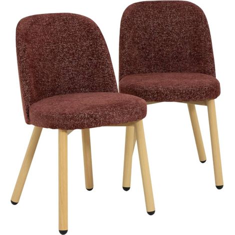 Chaise en tissu pourpre et pieds en métal effet bois Vilma (lot de 2) (1/5)