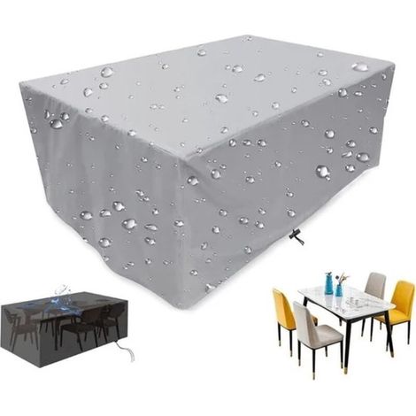Funda muebles jardín, 123x123x74cm, Funda protectora resistente intemperie mesa Impermeable, resistente viento rayos UV sillas mesas, Negra (1/5)