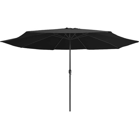Ombrellone  Parasole da Giardino con Palo in Metallo 390 cm Nero (1/5)