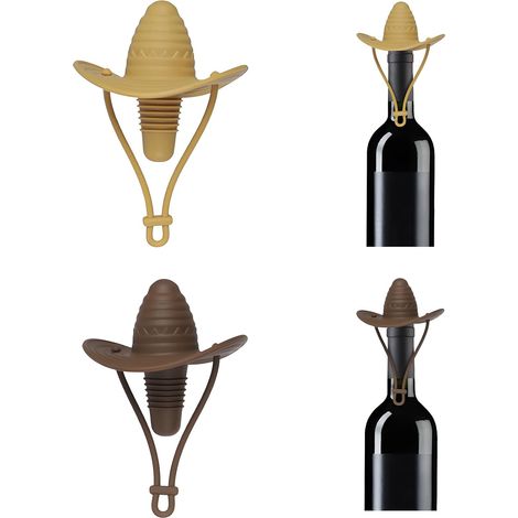 Lot de 2 bouchons en silicone en forme de chapeau de cowboy, pour bouteilles de vin, à usage domestique.-AquaForge (1/5)