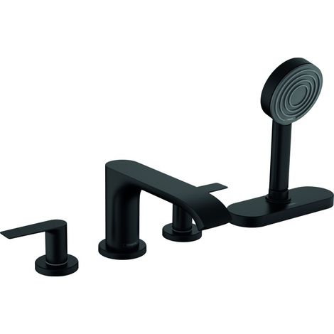 Hansgrohe Vivenis - Grifo para borde de bañera de 4 orificios, sBox, negro mate 75444670 (1/2)