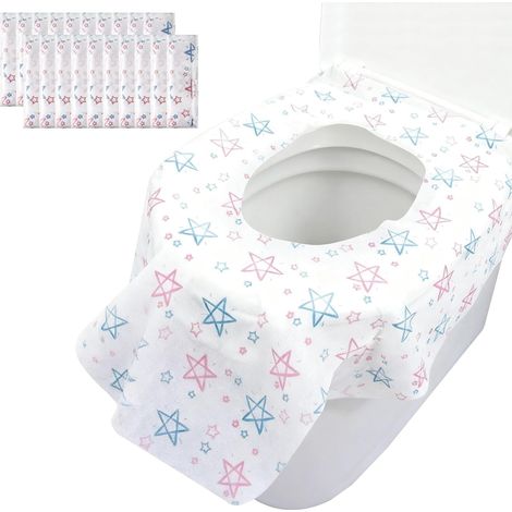 Protege Cuvette WC Jetable - 20 Pièces - Tissu Non Tissé - Imperméable Et Antidérapant - Voyage Et Toilettes Publiques - Universal (1/5)