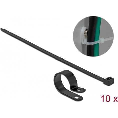 Delock Abrazadera de montaje de 25,4 mm con sujetacables LA 300 x AN 7,2 mm negro
