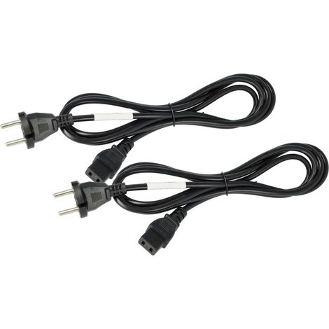 vhbw 2x Netzkabel Schutzkontaktstecker kompatibel mit Renox B251, B250, B242, B285, B261, B260, B252, B240, B226, B215, A50 - C9 Buchse, 2 m