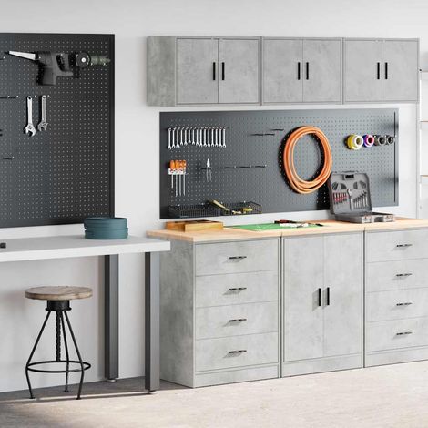 Garagenschränke 2 Stk. Betongrau Holzwerkstoff