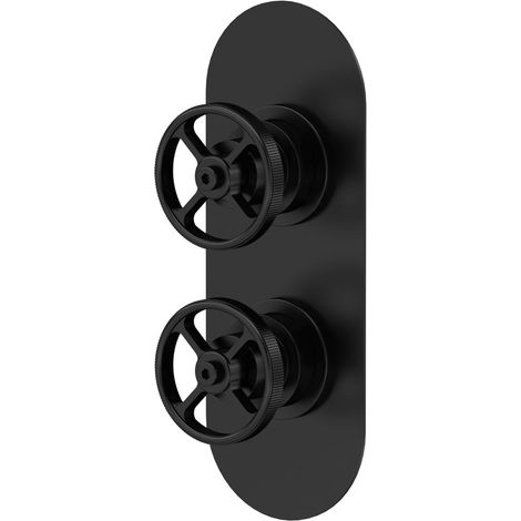 Nuie Revolution Concealed Shower Valve with Diverter Dual Handle - Matt Black (1/2)