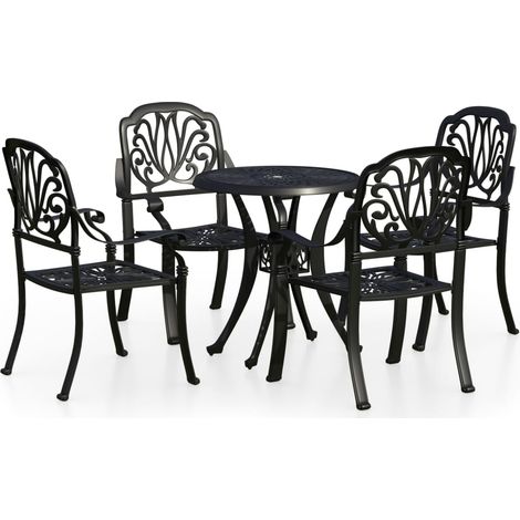 Set da giardino bistrot mobili da giardino per esterni 5 pezzi in alluminio pressofuso nero 020013535