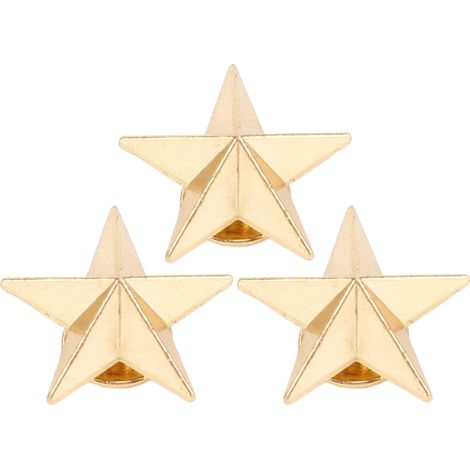 Lot de 50 rivets en alliage doré en forme d'étoile à 5 branches de 16 mm avec vis à fente de 4 mm pour la maroquinerie, l'habillement et la chapellerie. (1/5)