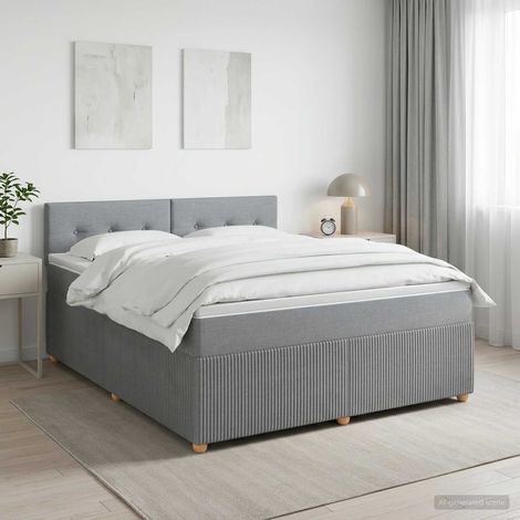 Cama box spring con colchón Gris Claro 140 x 190 cm Tela (1/5)