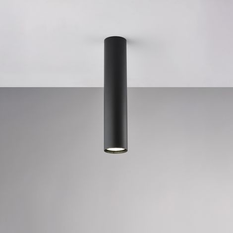 Plafoniera in ferro laccato nero GU10 1 luce H.30 - Ø8