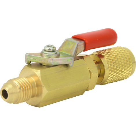 Vanne d'arrêt manuelle droite en laiton 1/4 po R410A/R134A/R12 pour équipements frigorifiques (rouge) (1/5)