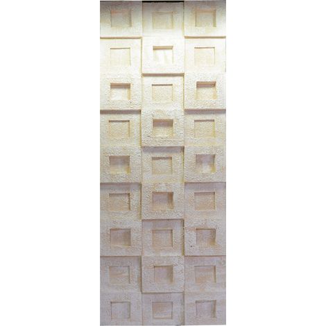 Quadro dipinto bianco con quadretti cm 50x150x3/5