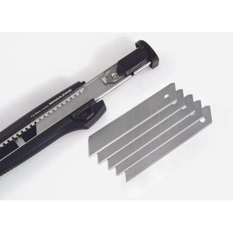 Tajima Cuttermesser (Cutter, Teppichmesser), 18mm Klingen, Auto-Blade-Lock – automatisches Nachladen – LCM500BK (1/2)