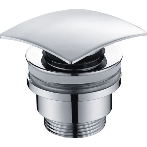 IMEX Válvula click-clack cuadrada en latón cromado para lavabo y bide con o sin desbordamiento sistema apertura-cierre 20000 ciclos montaje fácil - Modelo Imex-VCC006